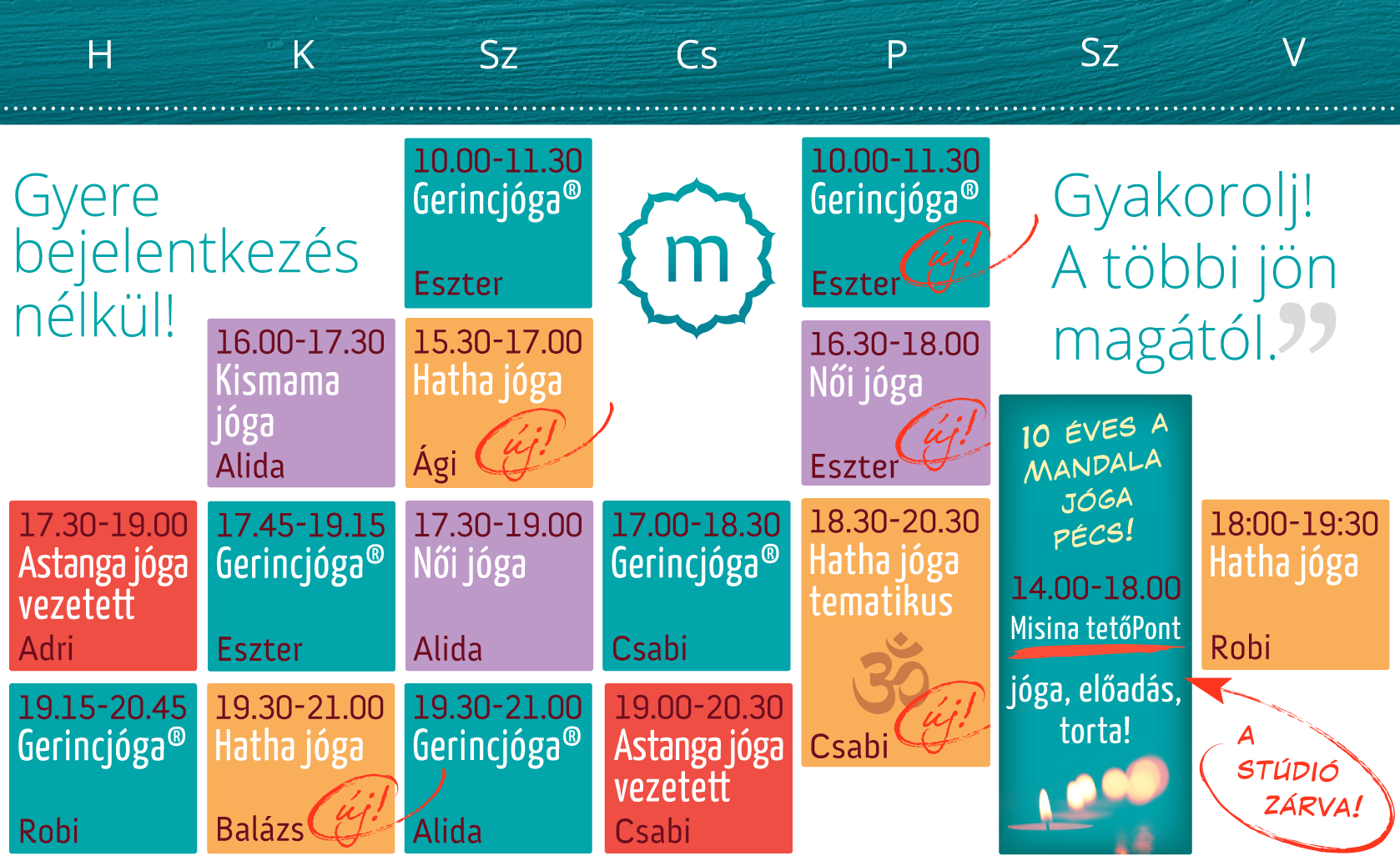 órarend okt. 10-től